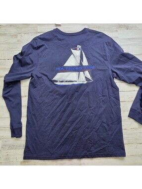 Southern Tide Men’s Medium Long Sleeved Graphic Tee Sailboat NWT Navy Blue